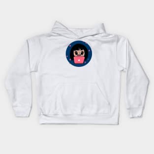 Cute Girl with Laptop Cartoon Kids Hoodie